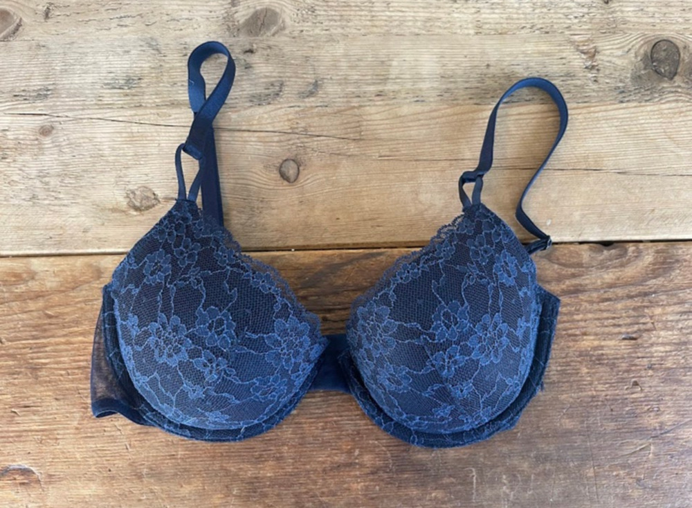 Victoria's Secret Noir Navy 32B Sexy Tee Lined Demi Bra VS